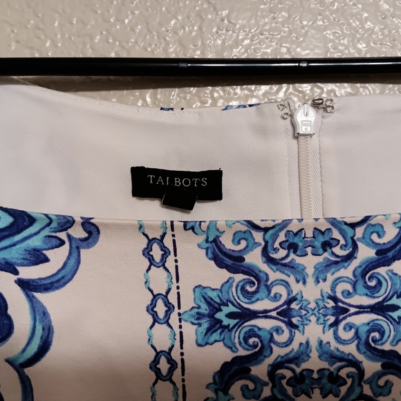 Talbots White Blue Purple Floral Cotton Dress Lined - Picture 5 of 5